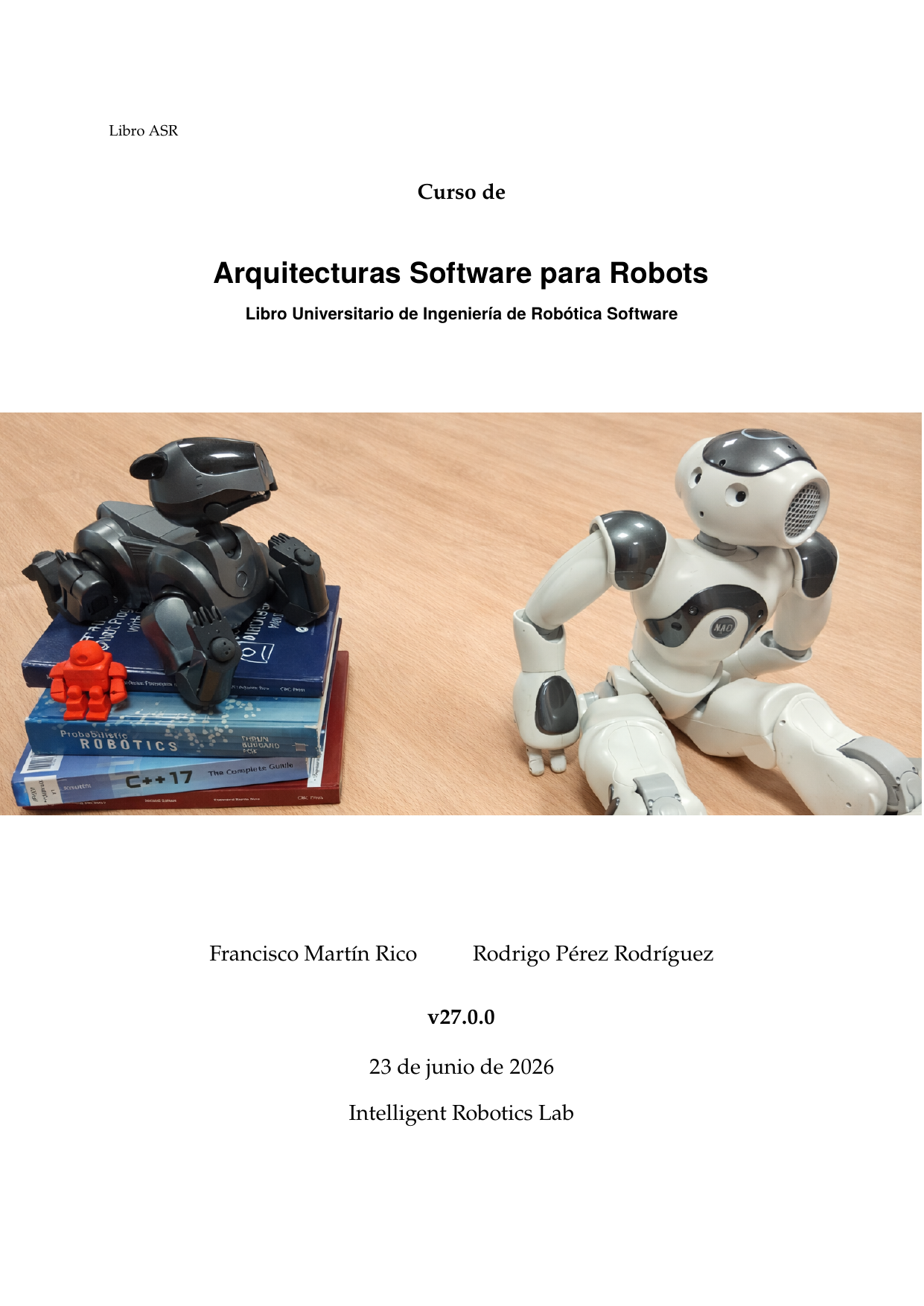 Portada del libro Arquitecturas Software para Robots
